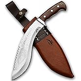 prime damascus Kukri Machete Knife with Sheath Full Tang- Fixed Blade Cool Tool for Bushcraft and Camping- Best Handmade Gift for Men