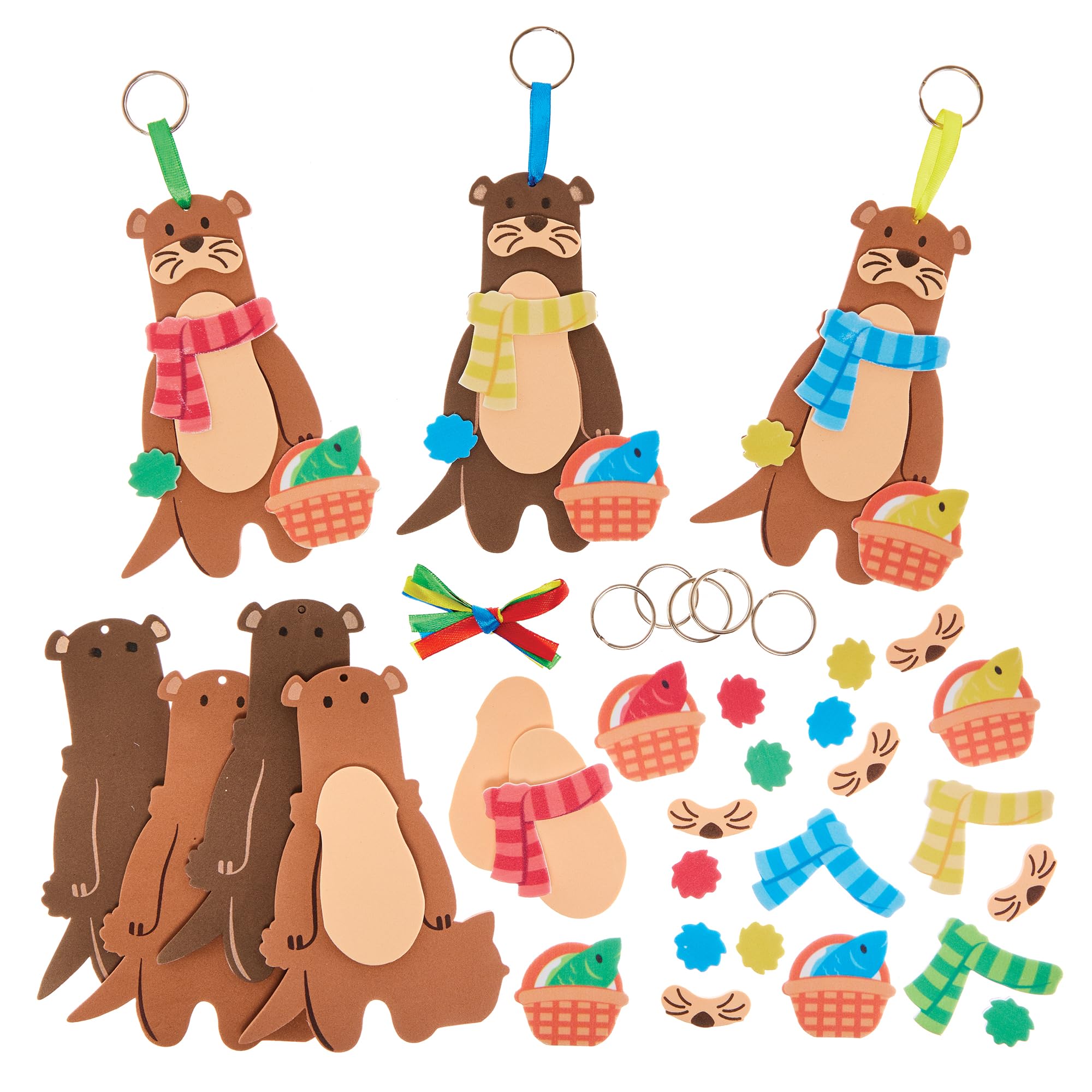 Baker Ross FX608 Otter Mix and Match Keyring Kits - Pack of 8, Autumn Decoration Crafts for Kids