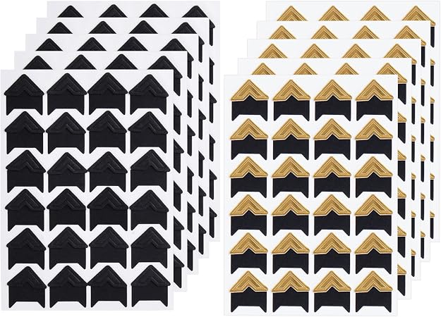 Penta Angel Lot de 12 feuilles de 6 couleurs pour coins de photos - Autocollants de coin pour montage photo - Pour bricolage, scrapbooking, album photo, journal intime, journal intime - 288 feuilles