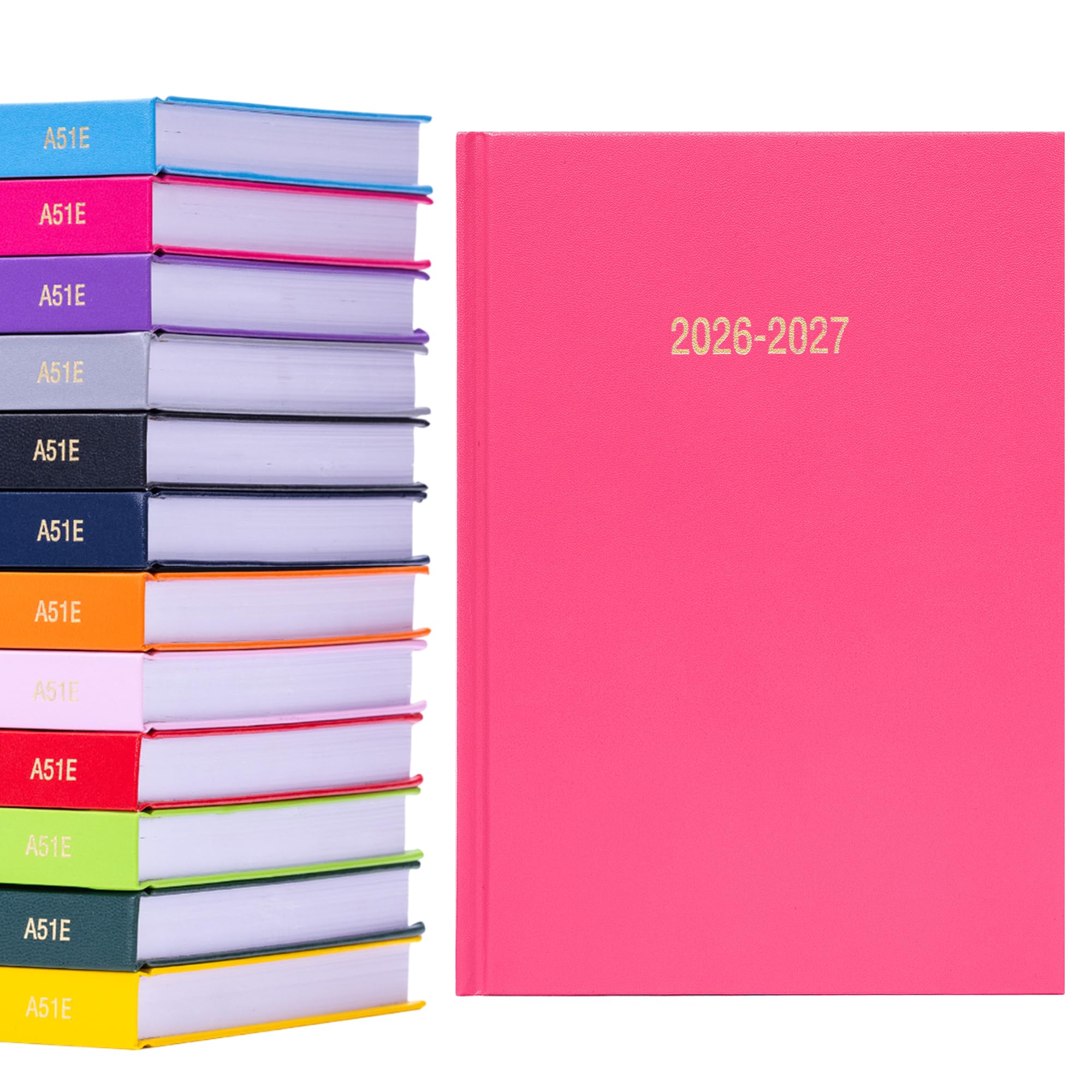 2026 2027 Academic Diary A5 Page a Day - Mid Year Hardback Planner From August 2026 to July 2027 - Student Teacher School Organiser with Ribbon Bookmark (A5, Cerise)