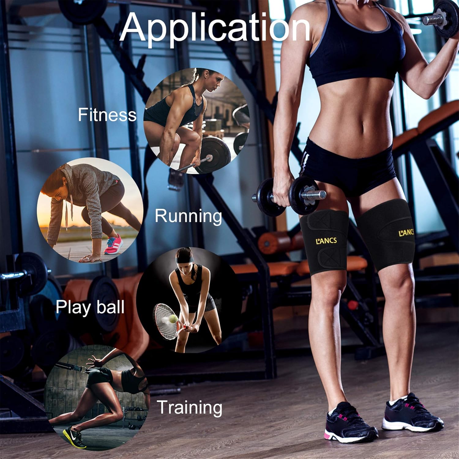 LANCS Neoprene Thigh Trimmer Fat Burner Wraps Compression Sleeves Sweat Thigh Slimmer Braces Support for Workout Exercise(Pair) : Sports & Outdoors