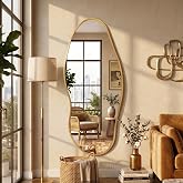 Irregular Full Length Mirror -Gold Mirrors for Wall Home Decor 55"x 23" | Asymmetrical Floor Mirror Reinforced Metal Frame Ha