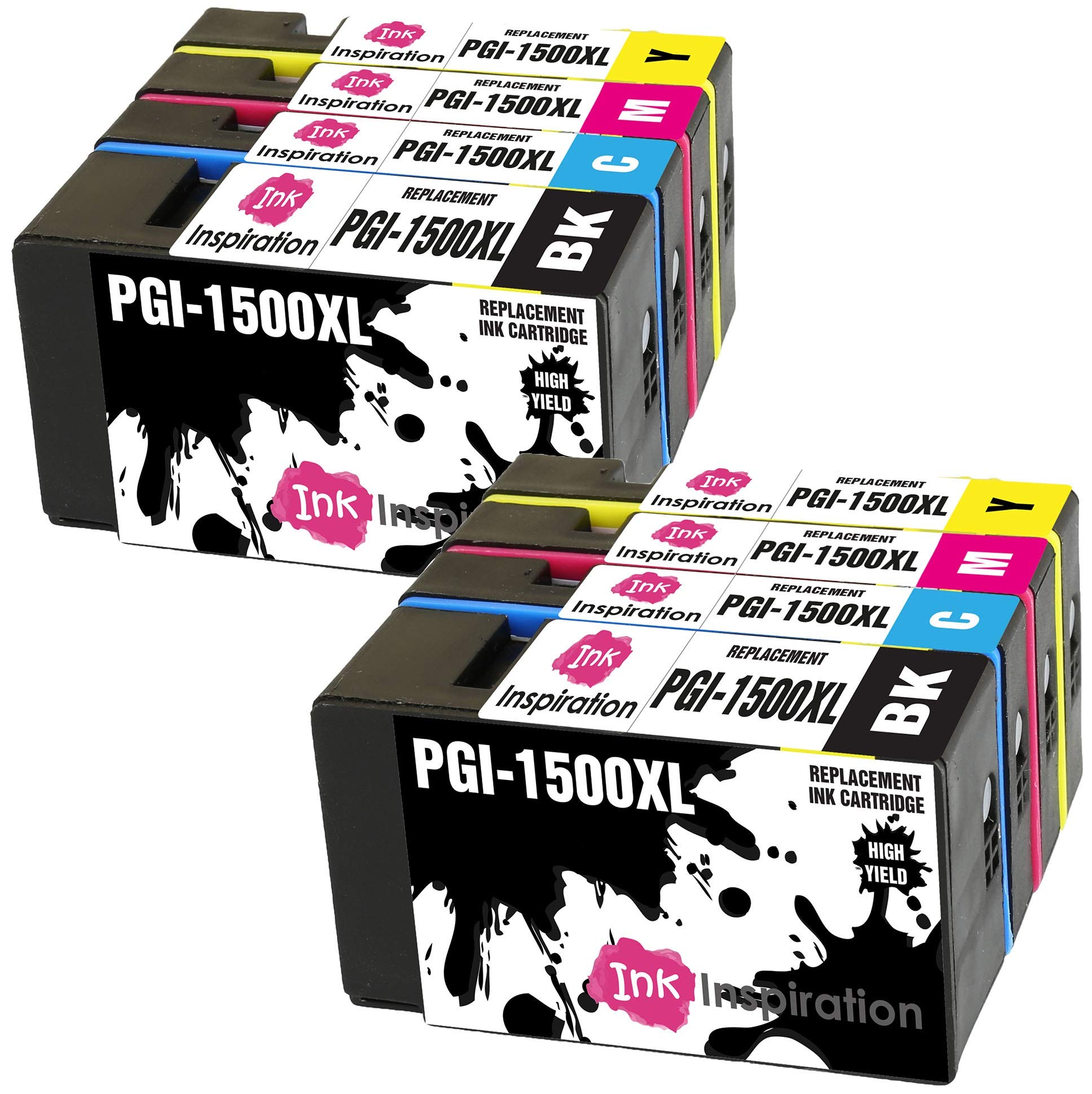 INK INSPIRATION® Replacement for Canon PGI-1500 PGI-1500XL Ink Cartridges 8-Pack, Use with Canon MAXIFY MB2050 MB2350 MB2750 MB2150 MB2155 MB2755, Black/Cyan/Magenta/Yellow
