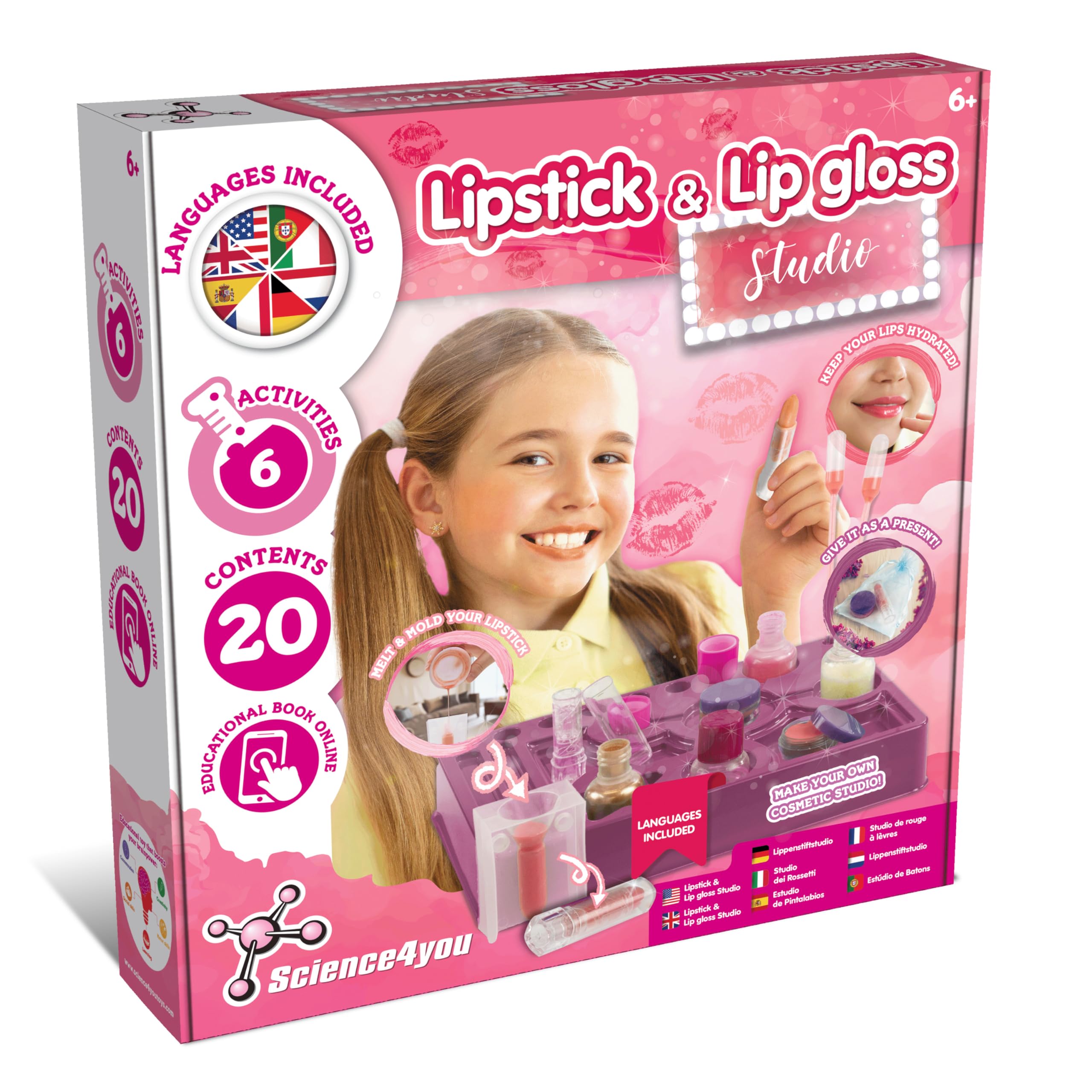 Science4you Lipstick & Lip Gloss Making Kit for Girls – Make Your Own Lip Glosses, Lipsticks & Lip Balm - 7 Beauty Activities for Kids, Original Gift & Stuff for Girls Age 8 9 10 11+