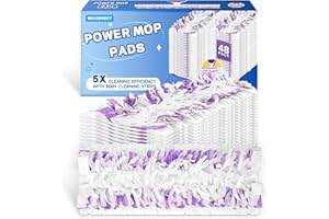 48 Pack Disposable Power Mop Pads Refills for Swiffer Power Mop Pads, 5X Cleaning & Unscented 14-Layer Thickened Multi-Surfac