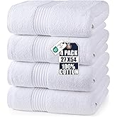 Utopia Towels Luxurious Bath Towels Set, 27 x 54 Inches 100% Ring Spun Cotton, 4 Pack White