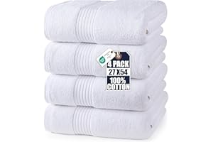 Utopia Towels Luxurious Bath Towels Set, 4 Pack, 27 x 54 Inches – 100% Ring Spun Cotton, Thick, Plush, and Fast-Drying, Designed for Premium Hotels, Spas, and Homes, White