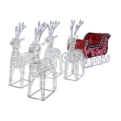 Amazon Com 9 Commercial Size Reindeer And Sleigh Lighted