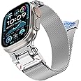 WINGLE Milanese Loop for Apple Watch Band Ultra 2 Band Ultra Band 49mm 46mm 45mm 44mm 42mm for Men Series 10 9 8 7 SE 6 5 4 3, Magnetic Clasp Mesh Bands Stainless Steel Metal Connector iWatch Strap