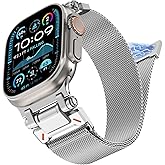 WINGLE Milanese Loop for Apple Watch Band Ultra 3/2/1 Band Ultra 49mm Series 11 10 46mm 45mm 44mm 42mm SE 3/2/1 9 8 7 6 5 4 3 2 1 Men, Magnetic Mesh Bands Stainless Steel Metal Connector iWatch Strap