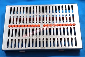SYNAMED USA German Stainless Dental Autoclave Sterilization Cassette Box Tray for 20 Instrument-Orange