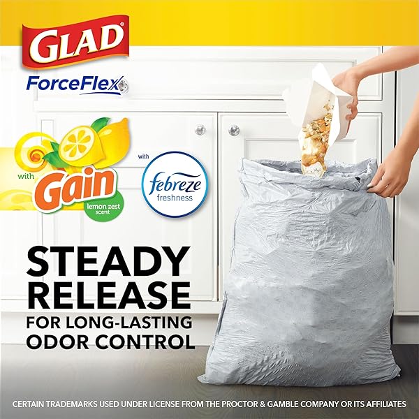 GLAD FORCEFLEX TALL KITCHEN TRASH BAGS, 13 GALLON, GAIN LEMON ZEST, 110 COUNT (PACKAGE MAY VARY)