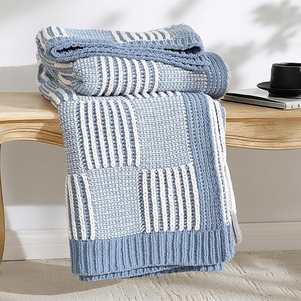 AMÉLIE HOME KNIT THROW BLANKET, SOFT CHENILLE COZY...