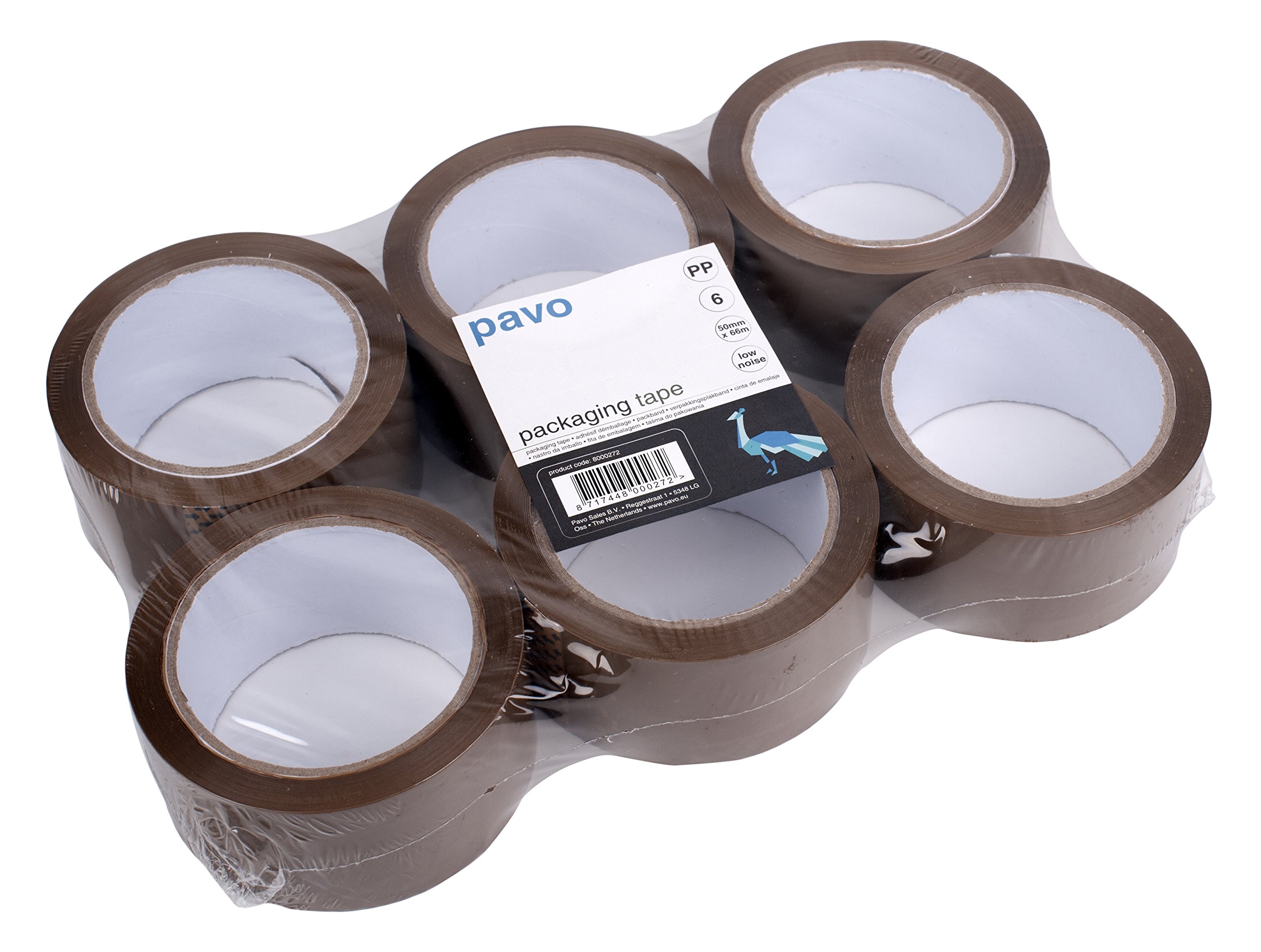 Pavo - Premium 50 mm x 66 m Polypropylene Packing Tape - Brown (Pack of 6)