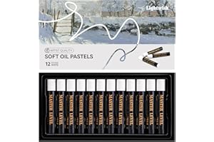 LIGHTWISH White Oil Pastels - Pack of 12, Ultra-Smooth Blendable Crayons for Professional Artists & Beginners, Perfect for Ca