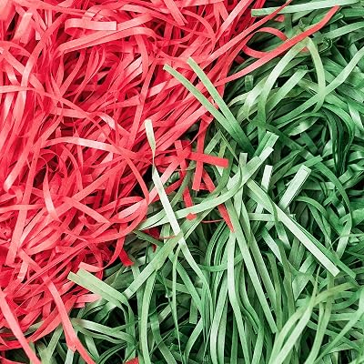 JeeMooTown 500g Christmas Shredded Tissue Paper Red Green Eco Friendly