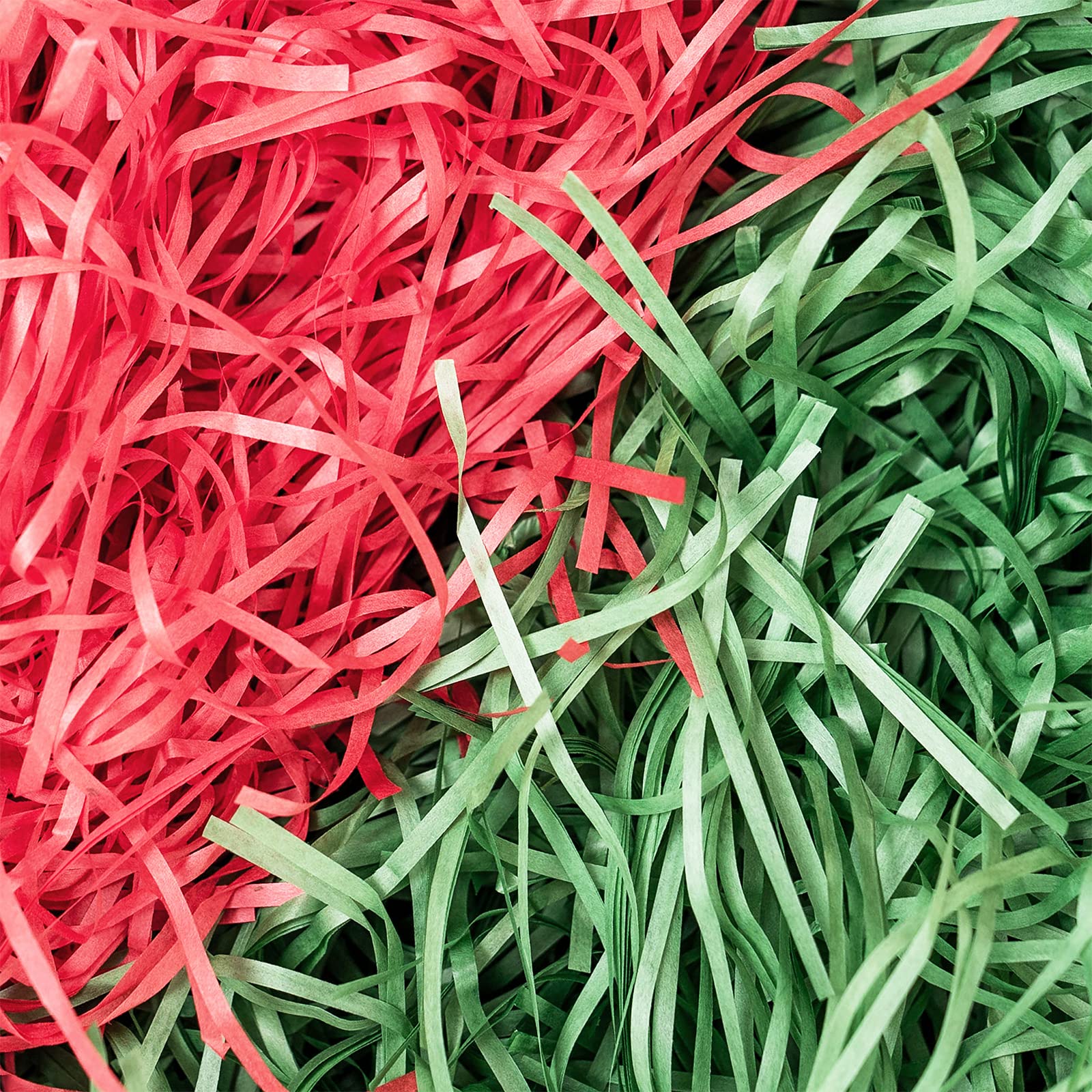 500g Christmas Shredded Tissue Paper, Red & Green Shredded Paper for Packaging, Dust-Free, Ideal Hamper Filling & Shredded Filler