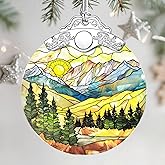 Christmas Ornaments: Stained Glass Ornament, Christmas Tree Ornament, Hanging Ornaments for Home Decor & Xmas Tree Decorations, Exquisite Holiday Decor, Gifts & Holiday Present - Mountain Range