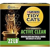 Purina Tidy Cats Performance Plus Active Clean Cat Litter, 22 lb Box | Clumping cat litter, active odor neutralizers with powerful odor control, 30-day odor control (when used as directed)