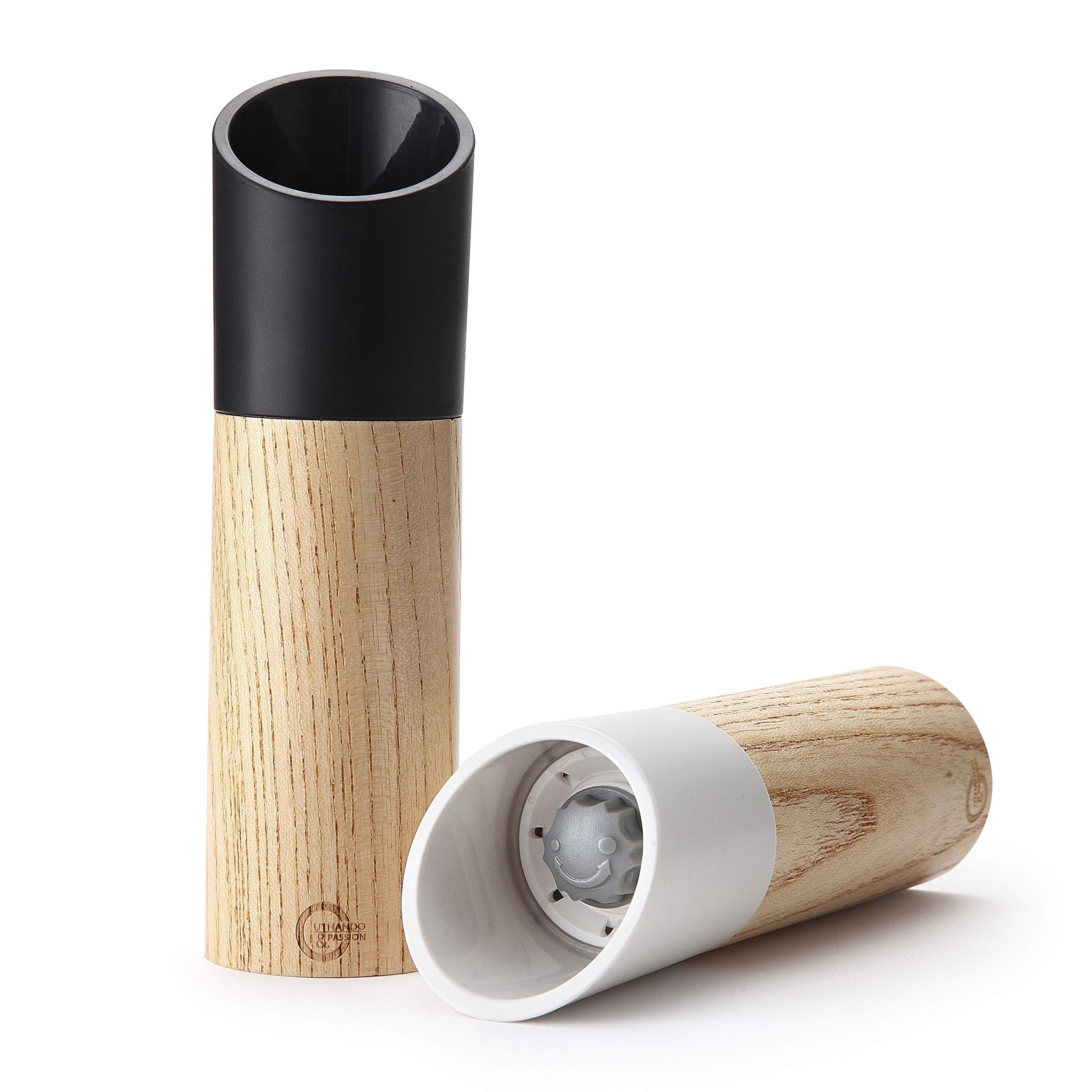 Uthando & Passion Salt and Pepper Mill, Set of 2 – Infinitely Adjustable Ceramic Grinder