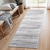 Washable Kitchen Runner Rug for Family: Easy-to-Clean Runners for Hallway Entryway Bedroom - Stain and Water Resistant Rugs with Non-Slip Backing - Soft Low-Pile Carpet 2x6 Beige Grey