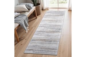 WIEVEDENS Washable Kitchen Runner Rug for Family: Easy-to-Clean Runners for Hallway Entryway Bedroom - Stain and Water Resistant Rugs with Non-Slip Backing - Soft Low-Pile Carpet 2x6 Beige Grey