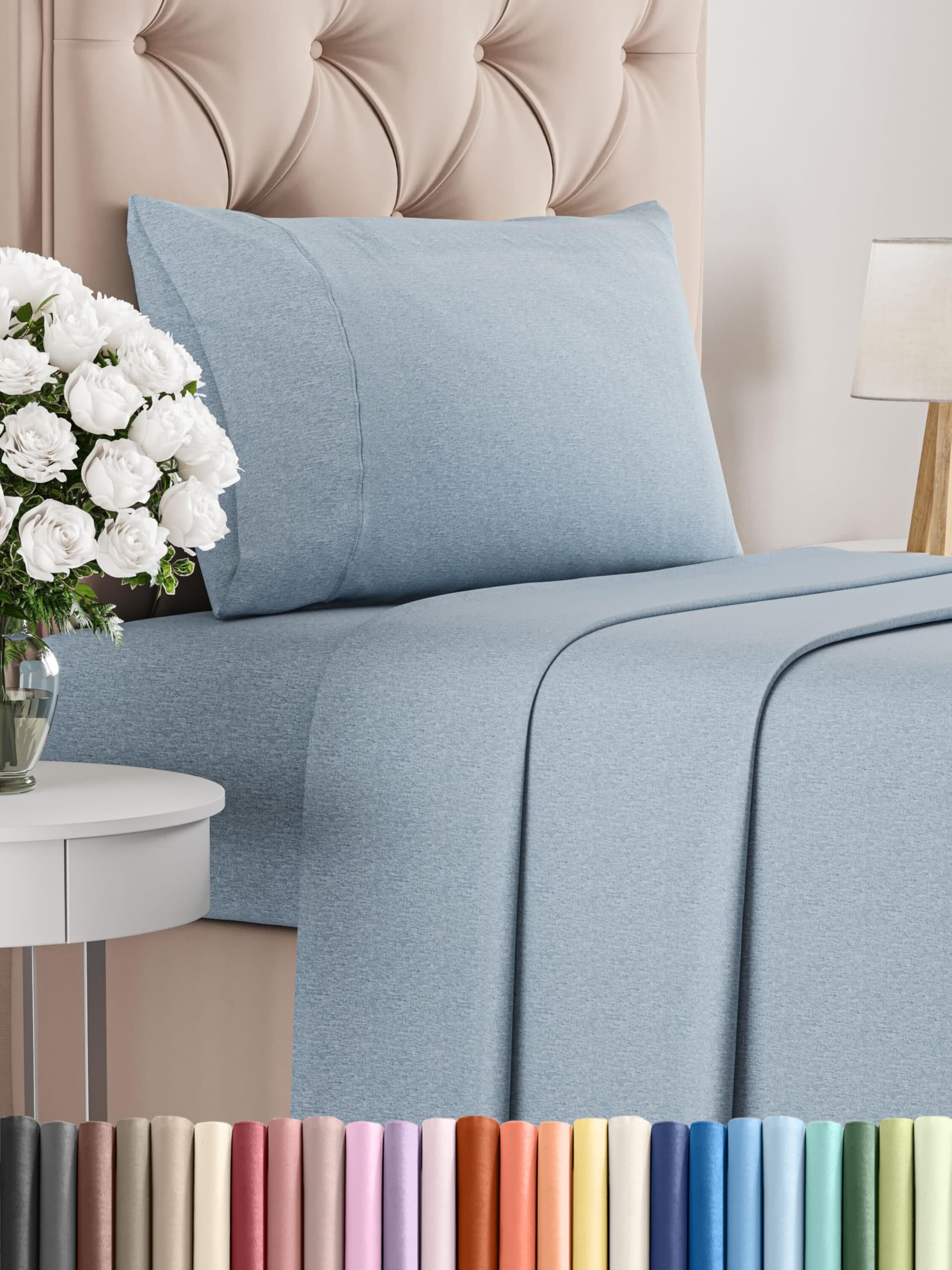 Photo 1 of Twin XL Size 3 Piece Sheet Set - Comfy Breathable & Cooling Bed Sheets Set - Hotel Luxury Bedding for Women, Men, Kids, Teens, Boys & Girls - Deep Pockets and Wrinkle Free - Blue (Heathered Sheets)