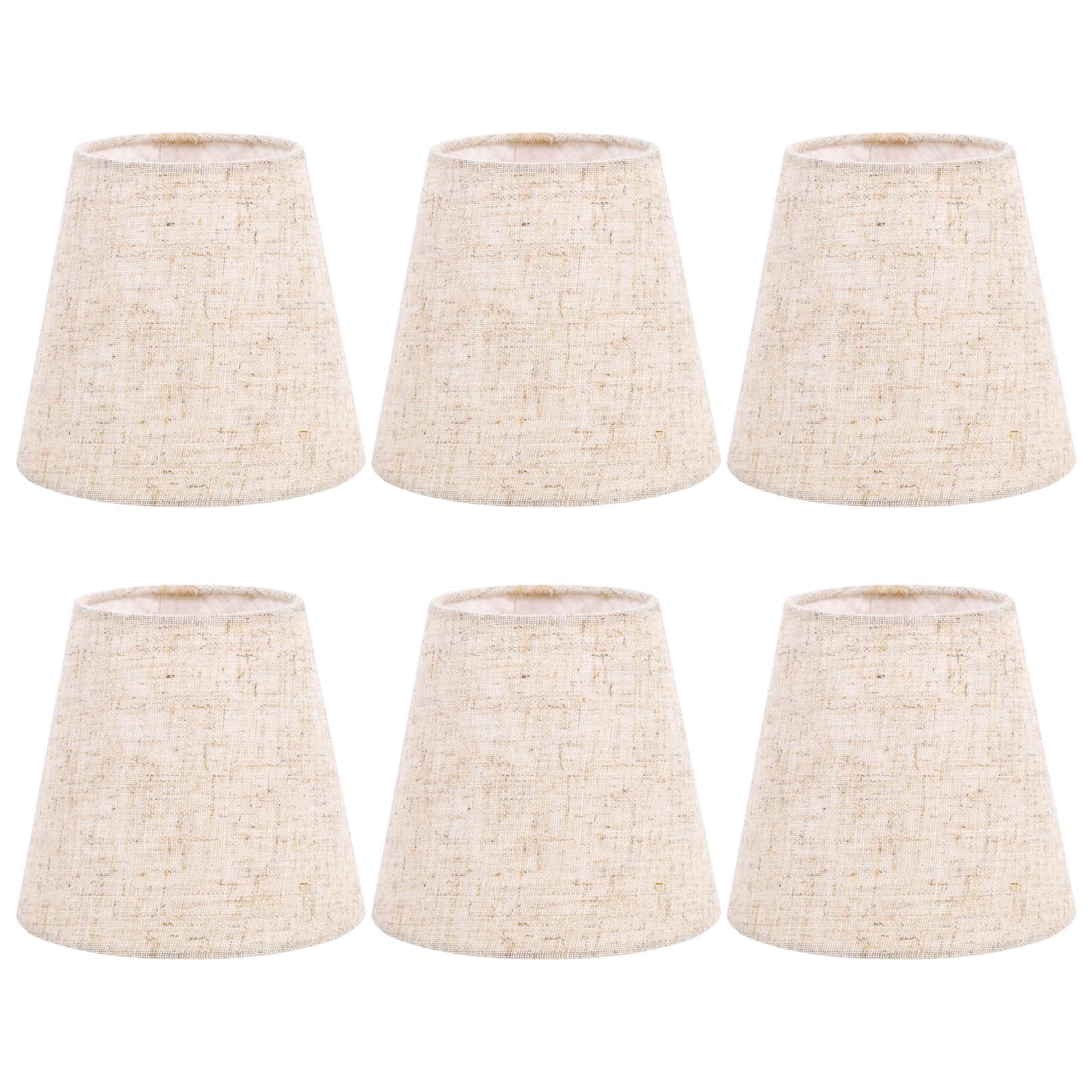 Caoruiy Small Lamp Shade Clip on Bulb Set of 6 for Candelabra Bulbs, Barrel Fabric Lampshade for Table Chandelier Wall Lamp