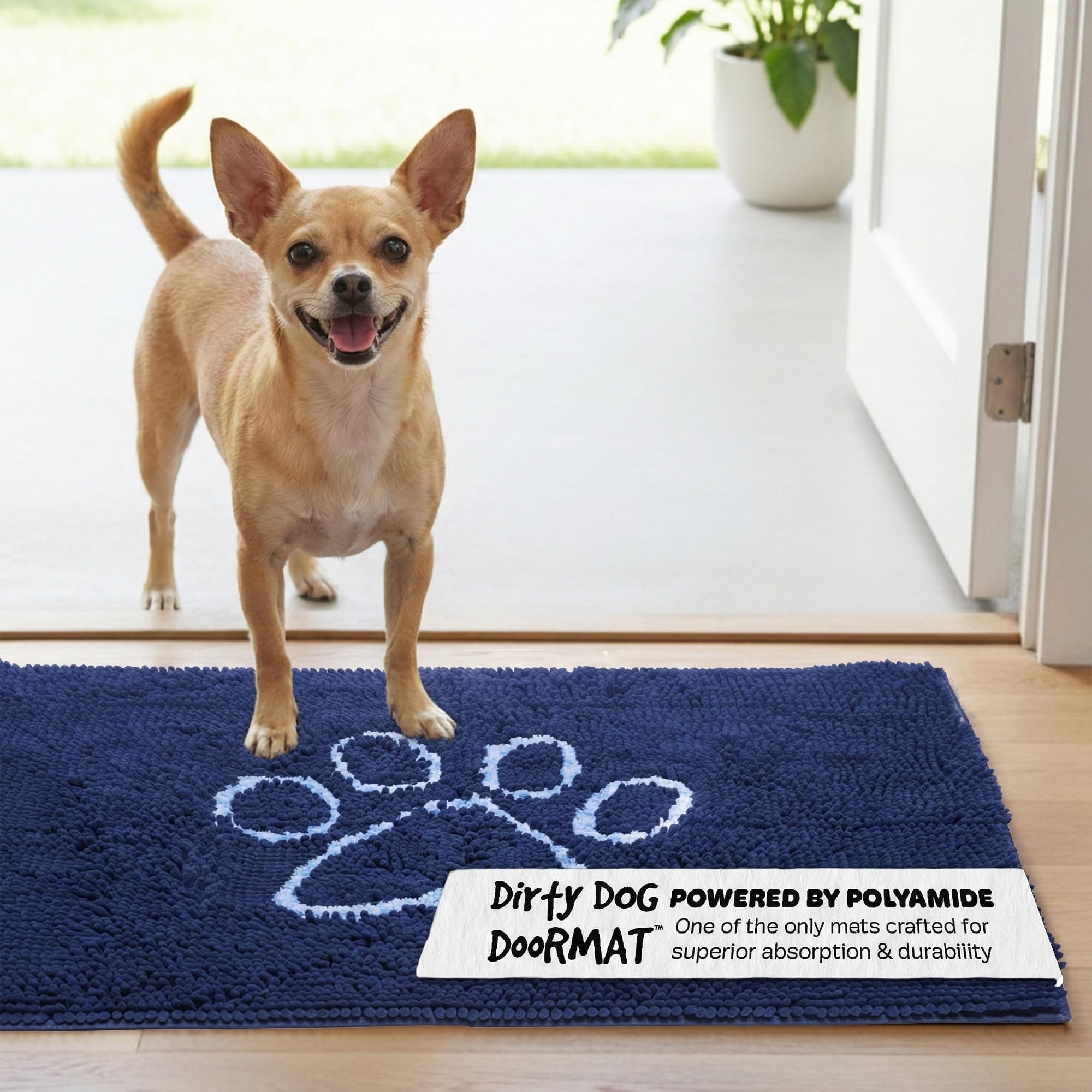 Dog Gone Smart Dirty Dog Microfiber Doormat, Super Absorbent, Machine Washable with Non Slip Backing, Small, Bermuda Blue