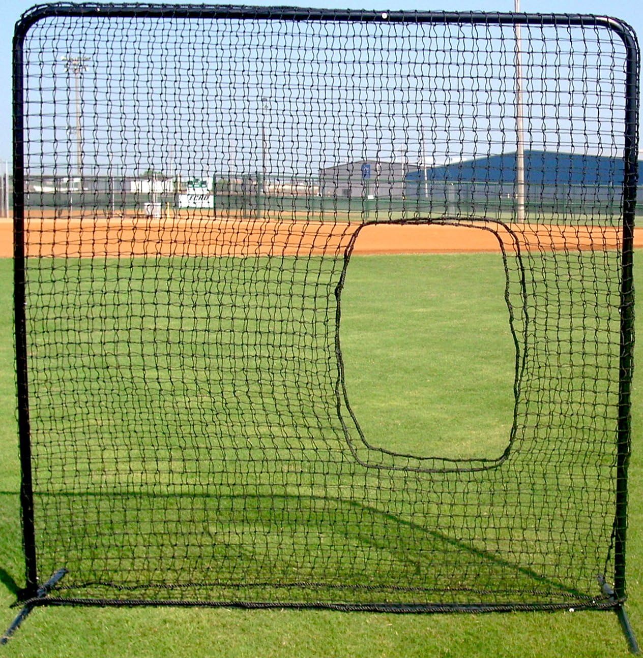 Cimarron Sports 7 x 7 Foot Underhand Softball Fast & Slow Pitch Protective Portable Pitching Screen Safety Netting Net and Frame