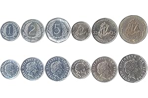 HOBBY OF KINGS Set of 6 Coins from Eastern Caribbean: 1, 2, 5, 10, 25 Cents, 1 Dollar. 2002-2019