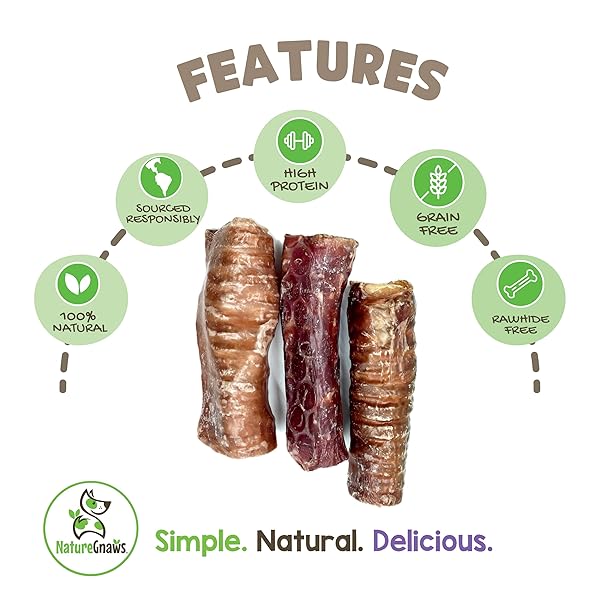 NATURE GNAWS BEEF TRACHEA CRUNCH WRAPS FOR DOGS (3 COUNT) – LONG LASTING NATURAL BEEF JERKY DOG CHEW BONES – RAWHIDE FREE