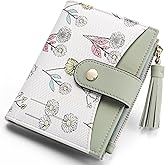 yiijay Small Wallet for Women RFID Blocking Tassle Bifold Slim Thin Leather Wallet Credit Card Holder Wallet Ladies Mini Wallet with Widened Zipper Pocket