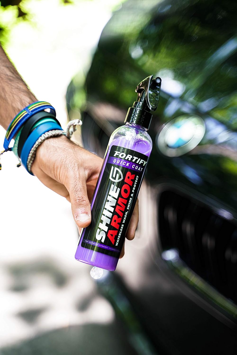 SHINE ARMOR Fortify Quick Coat - Ceramic Coating - Car Wax Polish Spray - Waterless Car Wash & Wax - Hydrophobic Top Coat Polish & Polymer Paint Sealant Detail Protection: Automotive