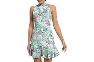 GGOV Tennis Dress for Women Golf Dresses with Shorts Inner Pocket Sleeveless Zip Up Stand Collar Workout Athletic Dresses