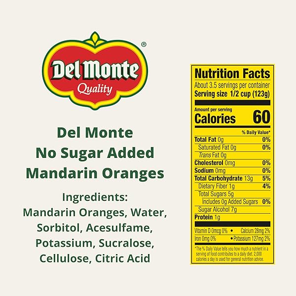 DEL MONTE NO SUGAR ADDED (ARTIFICALLY SWEETENED) MANDARIN ORANGES (3 PACK) 15 OZ CANS