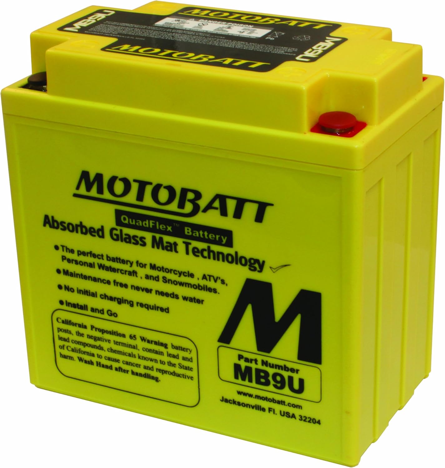 MotoBatt MB9U (12V 11 Amp) 140CCA Factory Activated QuadFlex AGM