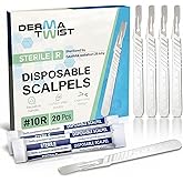 DermaTwist 10R Dermaplane Razor for Women Face – 20-Pack Sterile Disposable Dermaplane Scalpels Facial Razors for Women Face Dermaplaning Professional Face Shaver