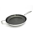 Cooksy 12 Inch Hexagon Surface Hybrid Stainless Steel Frying Pan
