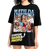 H-DEWALL Personalized Bootleg Rap Tee Shirt for Mom Custom Vintage Graphic Tee Face Shirt Gift for Mothers Day from Son