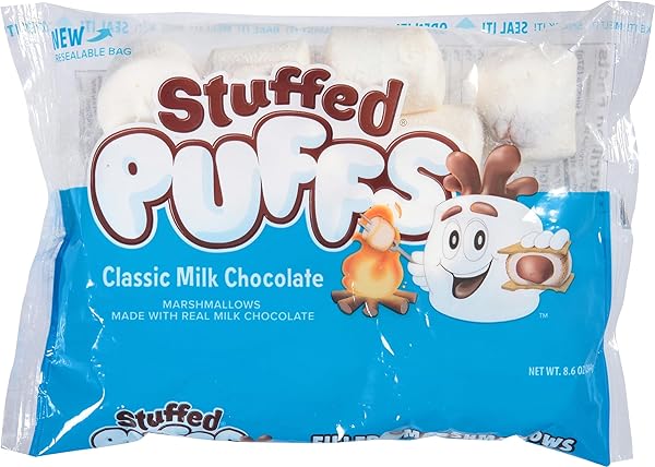 STUFFED PUFFS FILLED MARSHMALLOWS CLASSIC MILK CHOCOLATE, 8.6 OZ