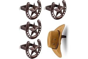 HYDERMUS Cowboy Hat Hanger Wall Mount, 4 Pack Cowboy Hat Rack, Metal Horseshoe Hook, Horseshoe Decor, Western Hat Hook for Wall, Hat Holder for Entryway Closet, Bridle Hook for Tack Room, Horse Supplies