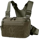VisionTac Rip-Stop Tactical Chest Pack with Laser Cut MOLLE Slots | Water Resistant, Ambidextrous Quick Access CCW EDC Bag for Tactical Training, Shooting, Hiking, Running, Cycling, Travel