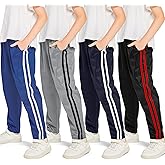 Resinta 4 Pack Boys' Fleece-Lined Open Bottom Sweatpants Boys Athletic Active Jogger Pants with Pockets and Drawstring