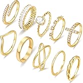 Pls Back Valentines Gifts for Her 10 PCS 14K Gold Plated Rings Set for Women, Dainty Gold Knuckle Ring Non Tarnish, Simple Thumb Stacking Rings Pack Size 6/7/8/9/10