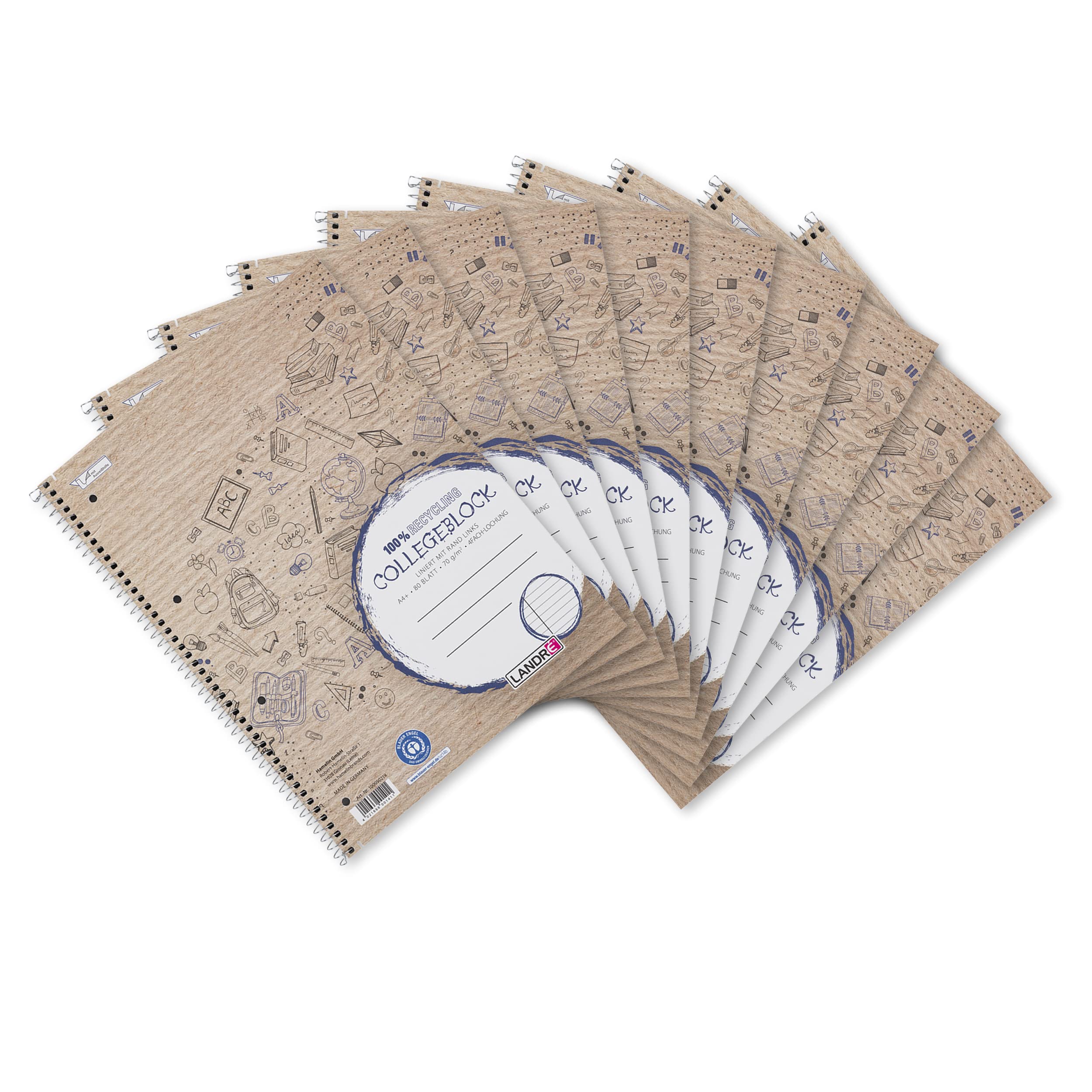 Landre A4 Recycled Ruled Notepad (80 Sheets) (Pack of 10)