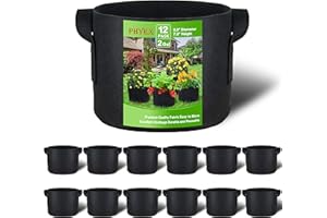 PHYEX 12-Pack 2 Gallon Nonwoven Grow Bags, Aeration Fabric Pots with Durable Handles, Come with 12 Pcs Plant Labels