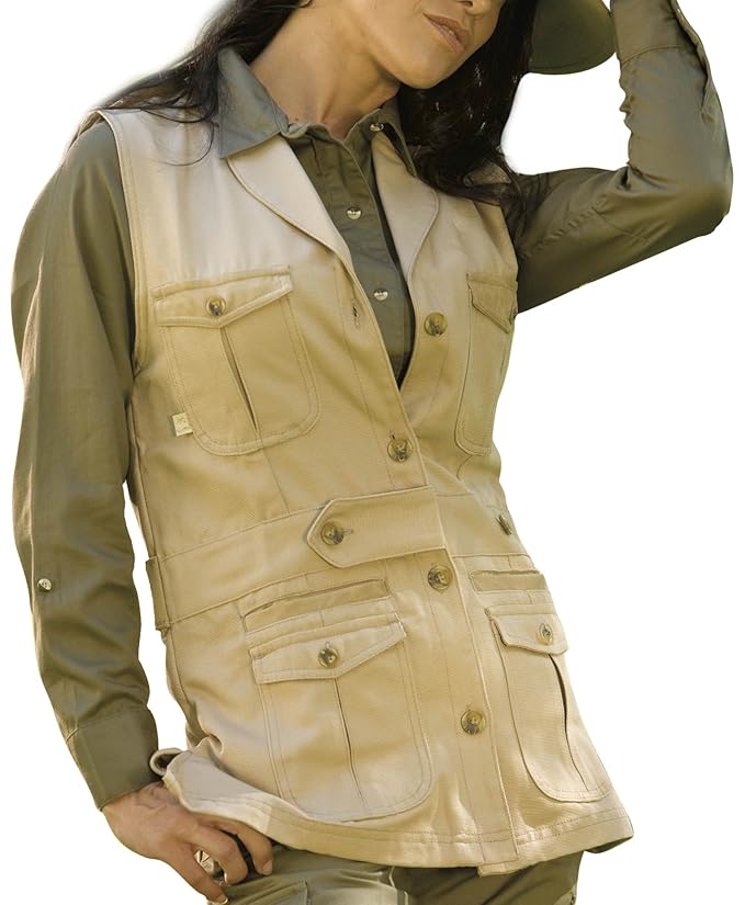 SHE Women's Traditional Safari Vest, Khaki, Small