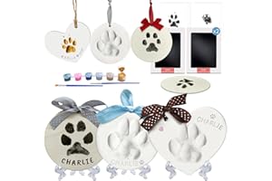 Skittypurr Clay & Ink Paw Print Kit,2 Clean Touch Ink Pads & 2 Soft Clay,Pawprint Ornaments,Dog Cat Paw/Nose Print Keepsake, Inkless Pet Paw Print Impression Kit,Pet Christmas Ornament