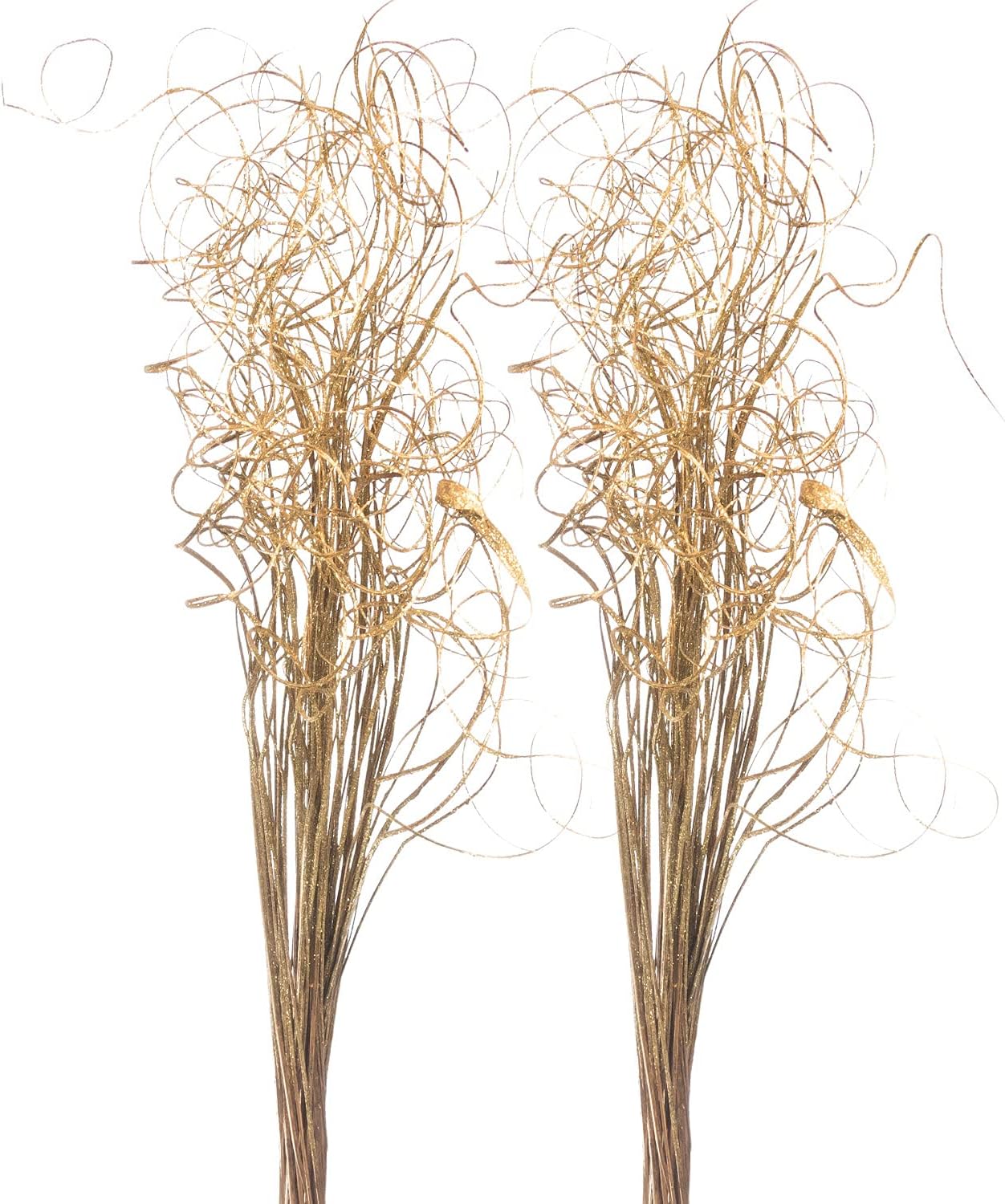 Vase Fillers - Royal Imports Sparkle Glitter Curly Ting Ting Branches Vase Filler for Wedding, Holiday & Home Decoration, 26”, 75 Stems (Gold)